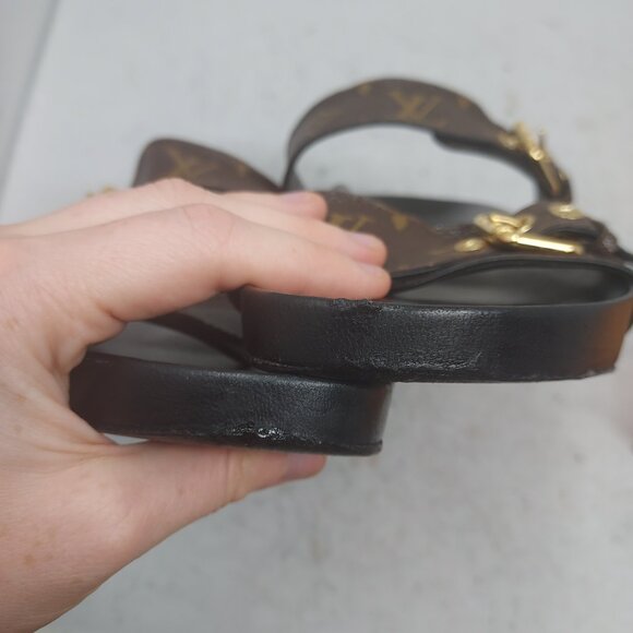 Louis Vuitton Brown Buckle Bom Dia Monogram Flat Slide Sandal - Picture 8 of 13